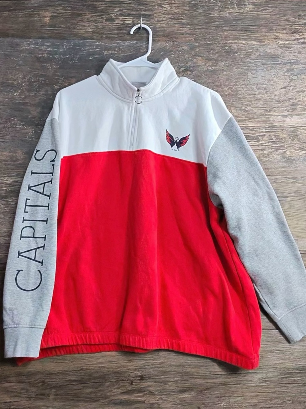 NHL Washington Capitals Red White Gray Quarter-Zip Sweatshirt